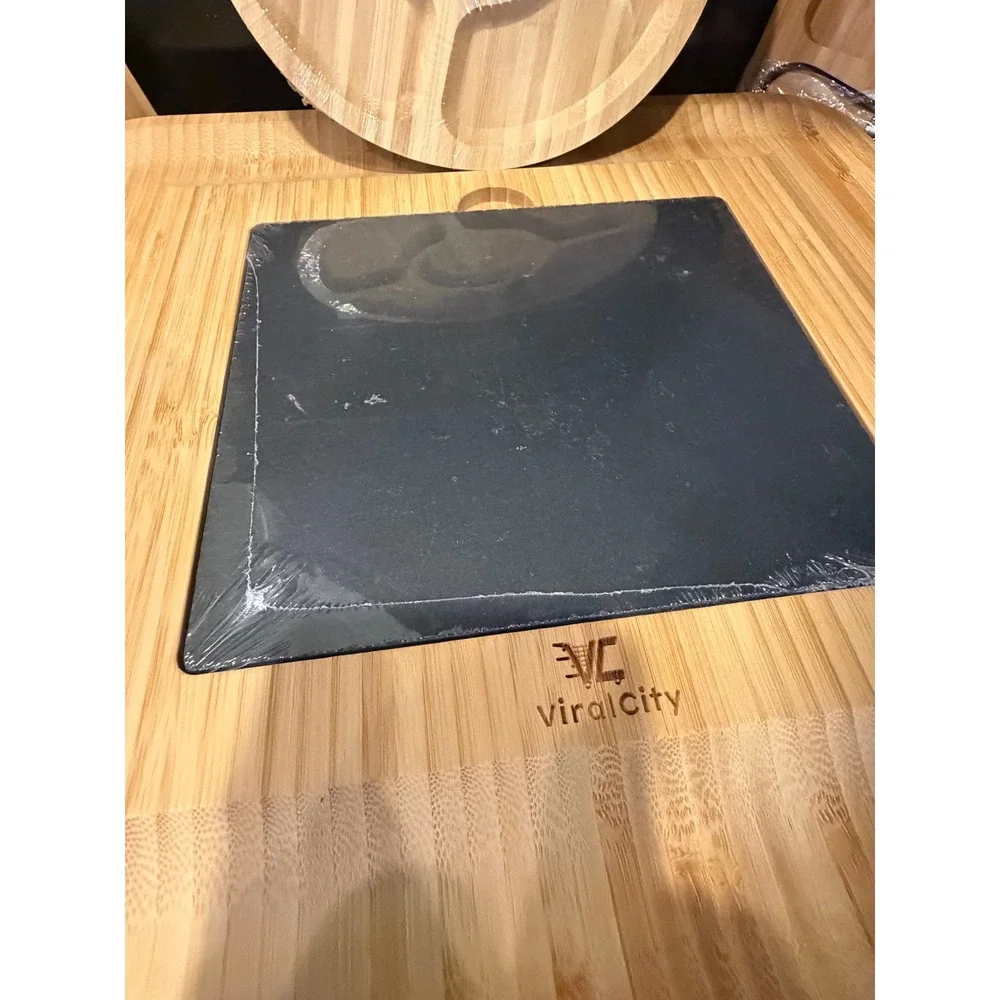 ViralCity Bamboo Cheese Board Set with Slate Insert and Slide Out Drawers New
